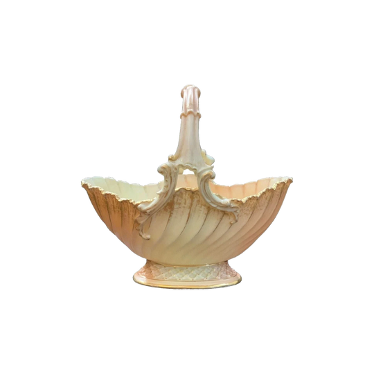 Rare Royal Worcester Blush Ivory Basket, Shape 1483, c.1896