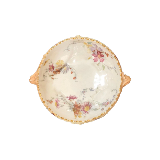 19th-Century Royal Worcester Hand-Painted Blush Ivory Bowl, circa 1894
