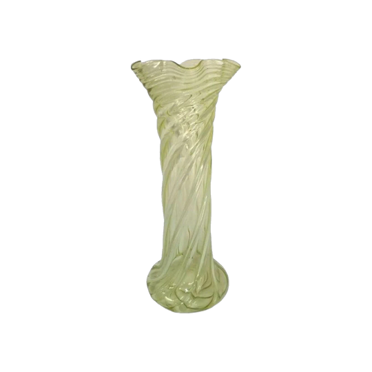 Victorian Large Swirl-Decorated Citrine Glass Vase, c. 1880