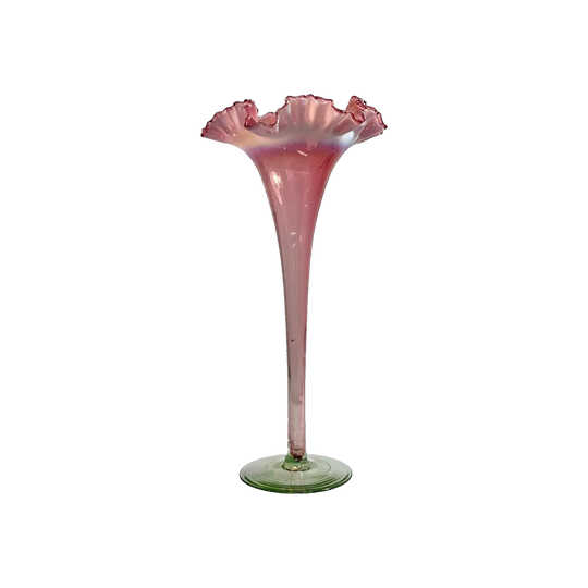 Victorian Ruby Vaseline Trumpet Vase, c. 1890