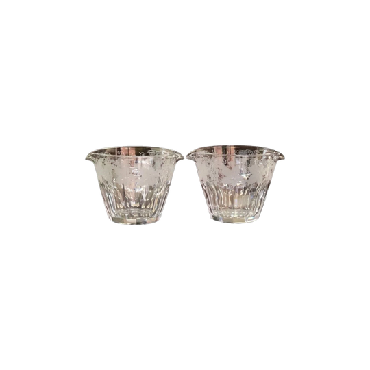 Pair of Victorian Clear Glass Rinsers with Grape and Leaf Frosted Etching, c.1860