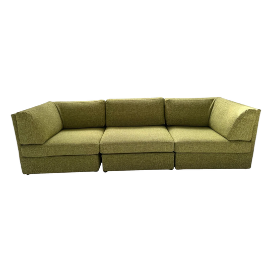 Vintage Green Bouclé Modular Sofa Set – Preorder, Restored & Reupholstered, Configurable