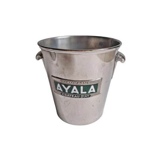 Ayala Château d'Aÿ French Champagne Ice Bucket, Nickel/Chrome Finish with Green Enamel Nameplate, CB 307