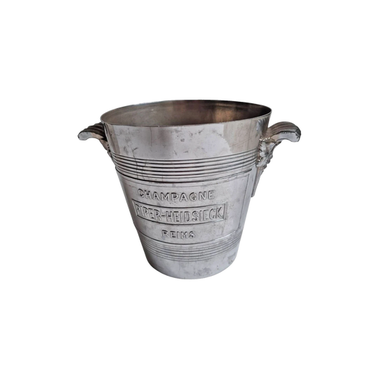 Piper-Heidsieck French Champagne Ice Bucket, Nickel Silver/Chrome with Cast Grape Handles (CB 305)
