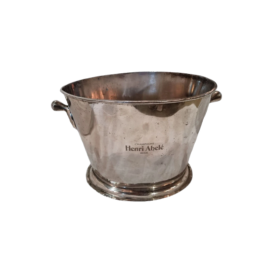 Vintage French Abele Champagne Bucket Bowl, Chrome Finish on Brass/Copper, Knob Handles, Multi‑Bottle, 38 x 24 cm