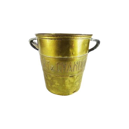 Early 20th-Century French Moet & Chandon Brass Champagne Bucket, 19 cm H