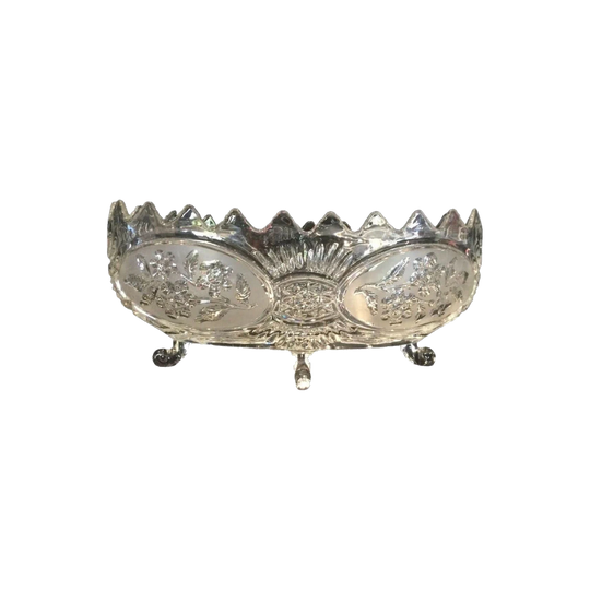 Vintage European Cut Glass Footed Flower or Fruit Bowl