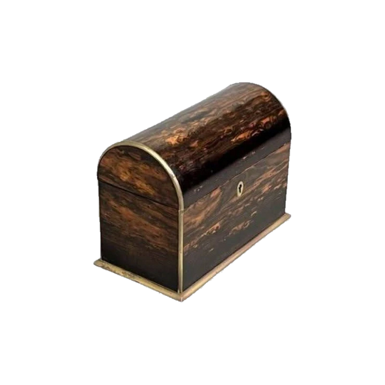 Antique 19th-Century French Coromandel and Brass-Bound Box with Arched Lid