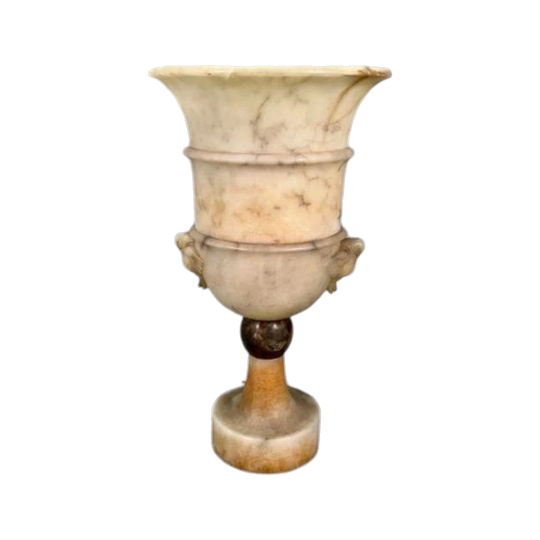 1930s Art Deco Alabaster Urn Lamp with Carved Birds, Large