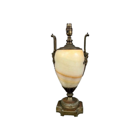 French Alabaster and Bronze Table Lamp, Early 1900s