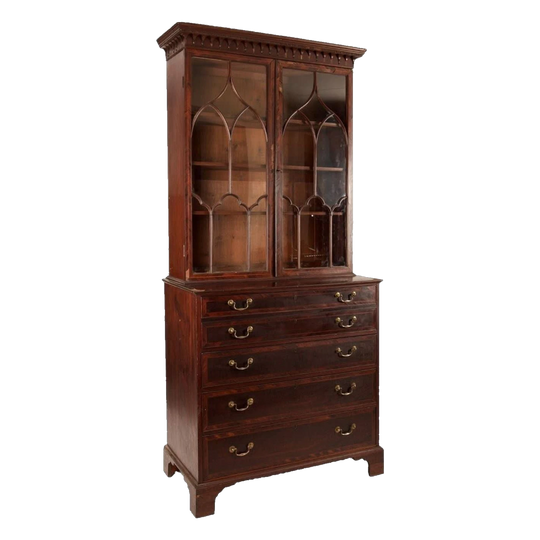 Antique English George III Mahogany Secretaire Bookcase, Stamped W.F. (William France Jnr), London, c.1810