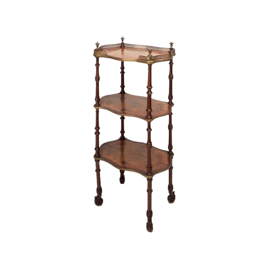 Antique French 19th-Century Louis Philippe Inlaid Parquetry Three-Tier Étagère / Whatnot Stand