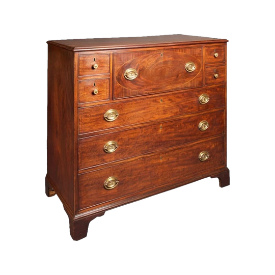 Antique English George III Mahogany Secretaire Chest of Drawers, c.1800