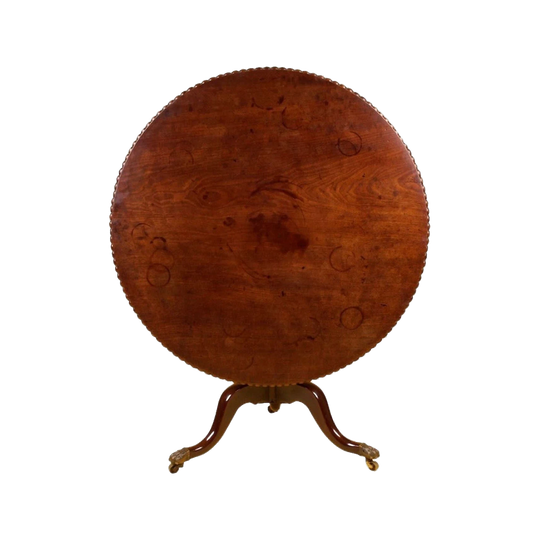 Antique English George III Cuban Mahogany Circular Tilt-Top Supper/Tea Table with Birdcage Base