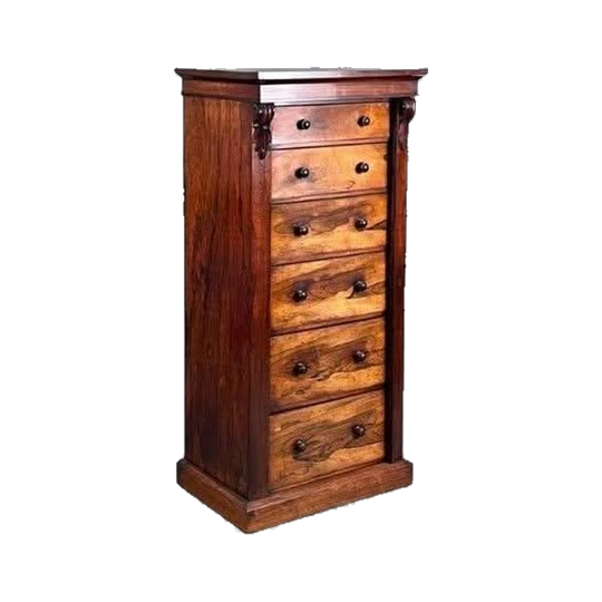 Antique English Victorian Brazilian Rosewood Wellington Chest, c.1855