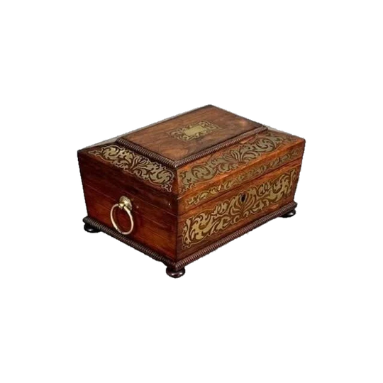 English Georgian Regency Brass-Inlaid Brazilian Rosewood Sarcophagus-Form Box, 1811–1820