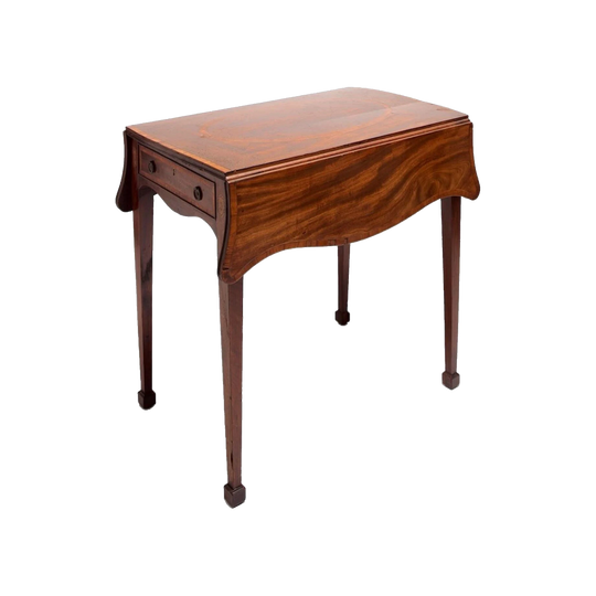 Antique English George III Honduran Mahogany Pembroke Table, Serpentine ‘Butterfly’ Leaves, c. 1780s
