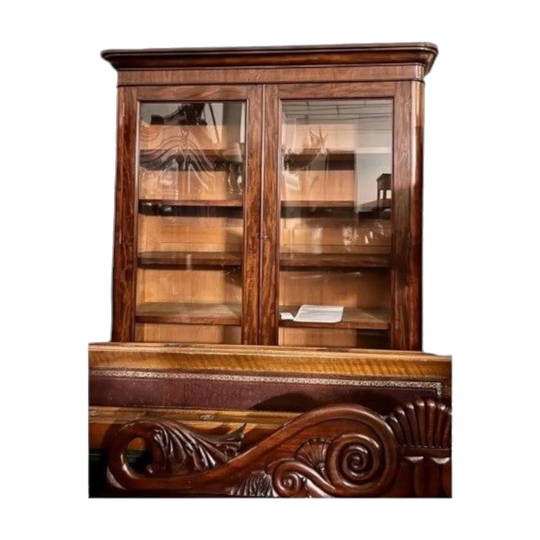 Antique English Victorian Mahogany Two-Height Bookcase / Display Cabinet, 1870s