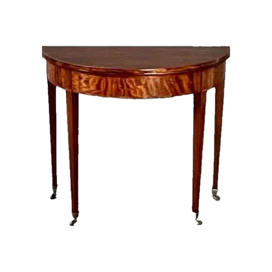 English George III Demi-Lune Mahogany Card Table, Late 1700s