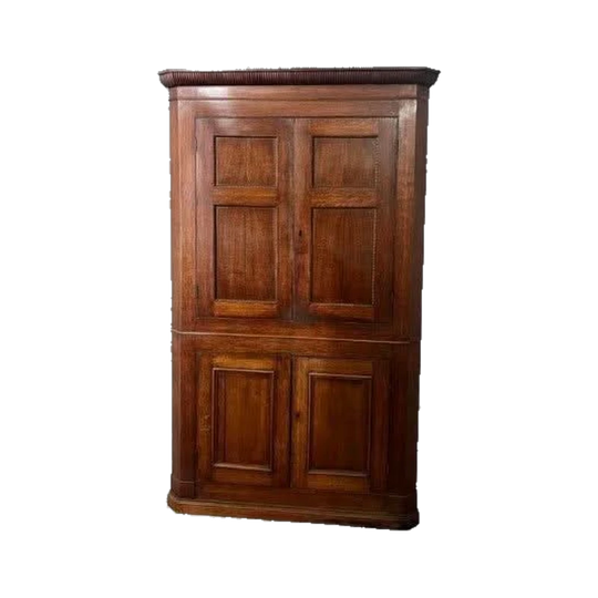 Antique English Early George III Country Oak Corner Cabinet