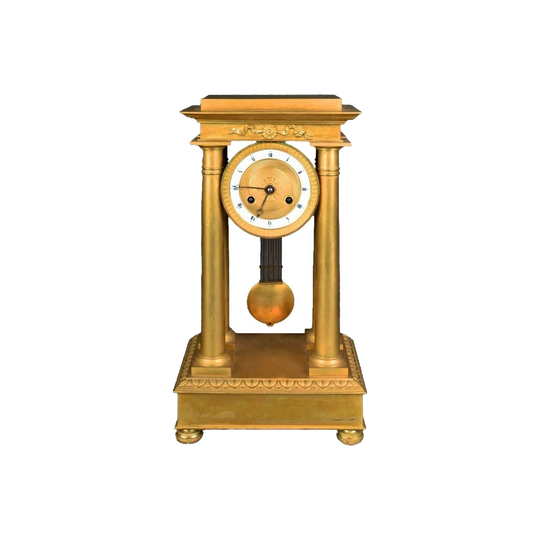 Antique French Third Republic Ormolu Portico Clock, Paris c.1870, Empire Taste