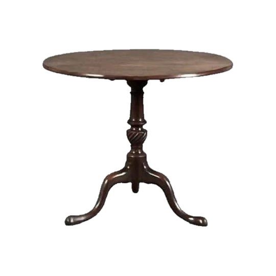 Antique English George III Central American Mahogany Tilt-Top Circular Tripod Occasional / Wine Table, Late 1700s