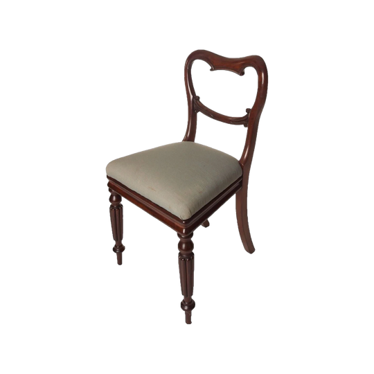 Antique English Early Victorian Mahogany Kidney-Back Dining Chairs – Set of Four, 1850s