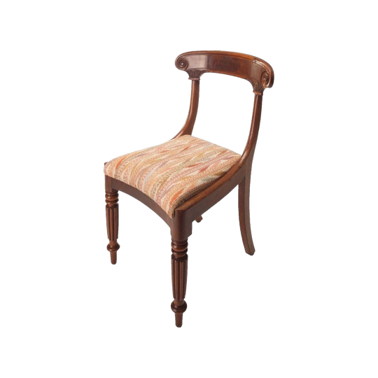 English William IV Mahogany Dining Chairs, Set of Six, 1830–1837, Carved Acanthus and Reeded Front Legs
