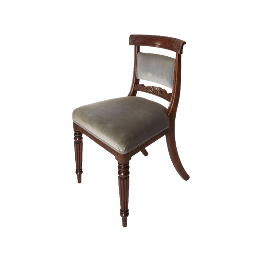 Antique English Georgian Set of Six Hand-Grained Simulated Rosewood Dining Chairs