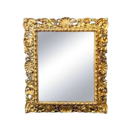 Antique 19th-Century French/Italian Gilt-Framed Mirror with Original Plate