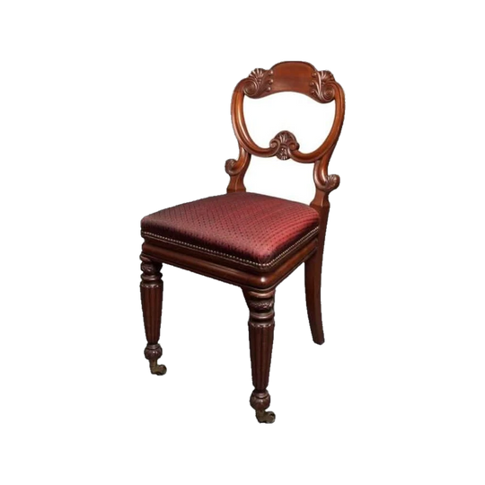 English George IV Mahogany Balloon-Back Dining Chairs, Set of Six, 1820s