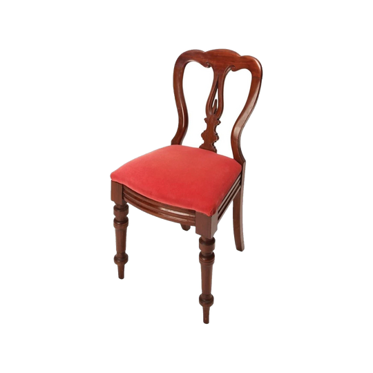 Set of 8 English Victorian Solid Mahogany Dining Chairs with Triple-Arched Backs and Pierced Splat