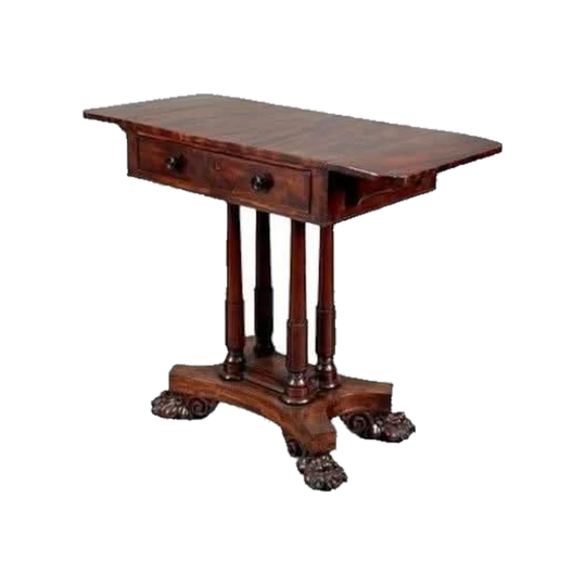 Antique English George IV Cuban Mahogany Sofa Table / Reading Lectern / Side Table, 1820–1830