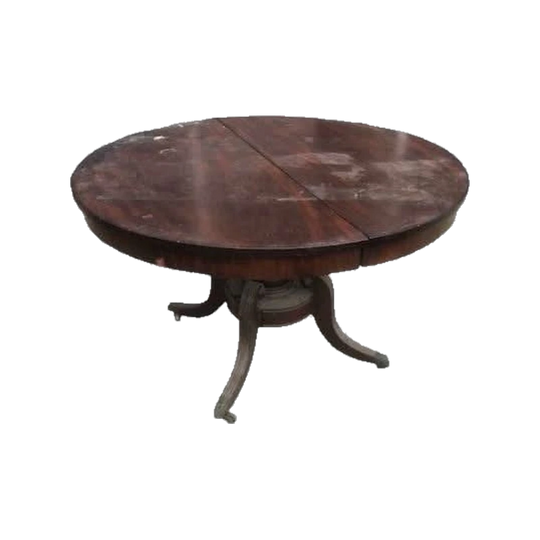 Antique English Georgian Late Regency Mahogany Circular Extension Dining Table, 1811–1820