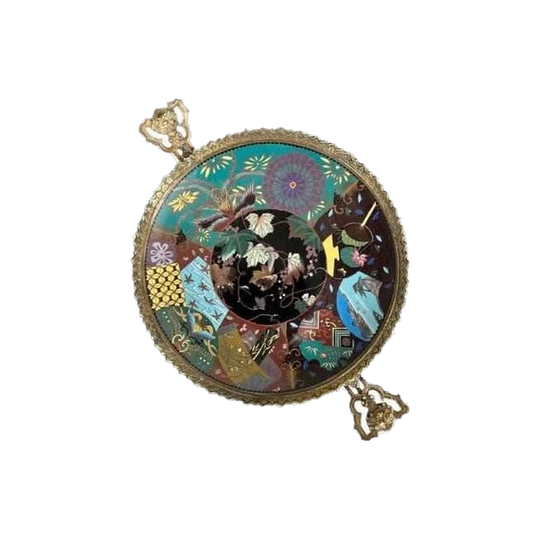 19th-Century Meiji Period Japanese Cloisonné Charger, Mounted as a Tazza in Early 1900s French Gilt-Bronze Frame