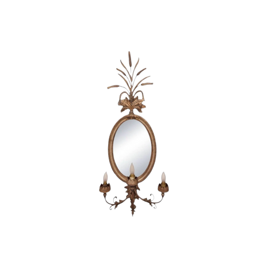 Pair of 19th-Century Italian Silver-Gilt Girandole Mirrors with Original Oval Mercury Glass