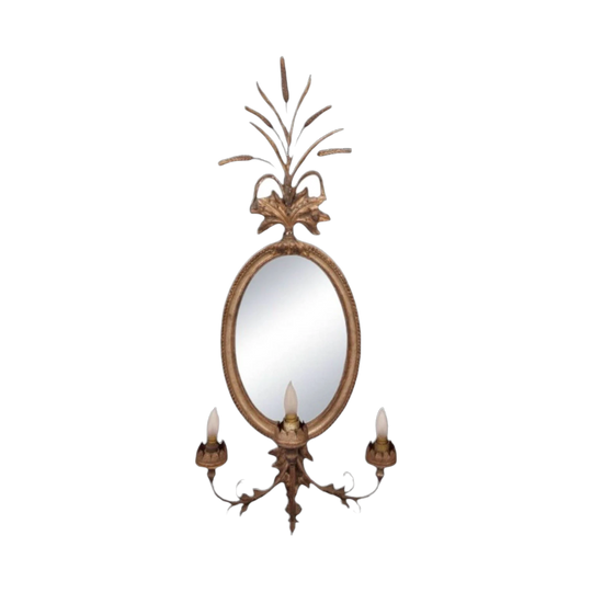 Pair of 19th-Century Italian Silver-Gilt Girandole Mirrors with Original Oval Mercury Glass