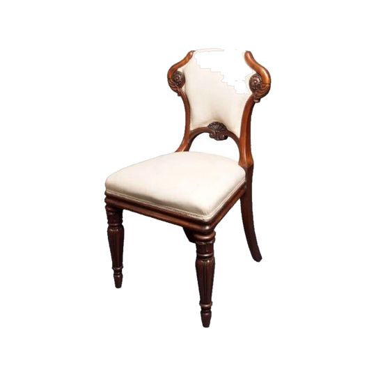 Antique George IV English Mahogany Dining Chairs, Set of Four, Stamped Saunders and Wooley, c.1830