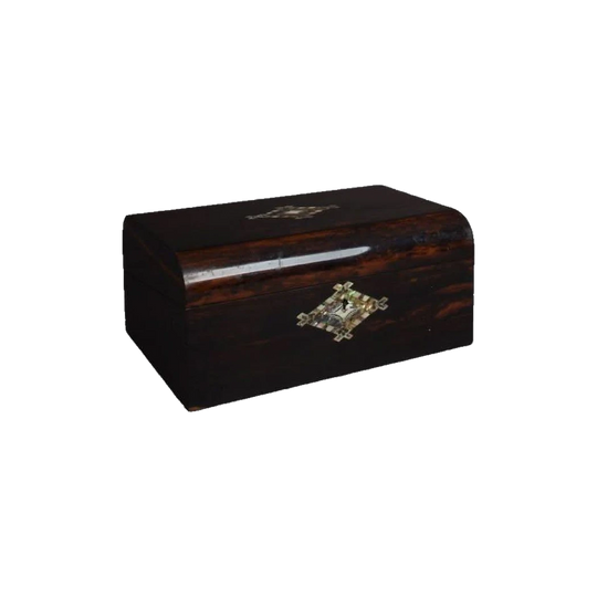 Antique English Mid-Victorian Brazilian Rosewood Writing Slope (Lap Desk) with Mother-of-Pearl Inlay