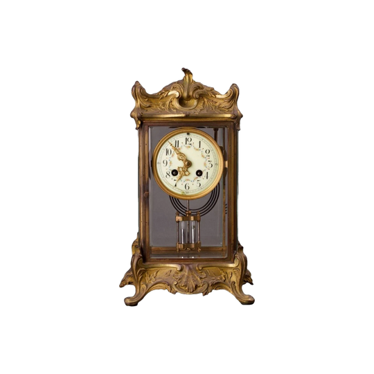 Antique French Late 19th-Century Bronze Regulator Clock with Compressed Mercury Pendulum