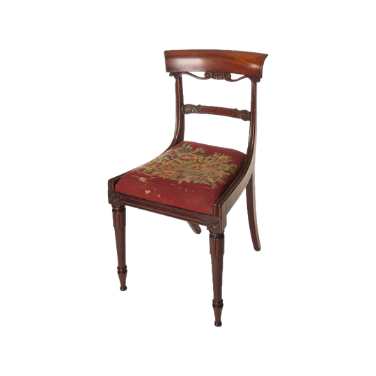 Antique English George IV Mahogany Dining Chairs, Set of Four, 1820s