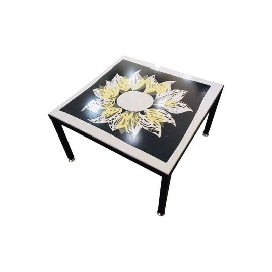 Mid‑Century Modernist Floral Baked Enamel Coffee or Side Table