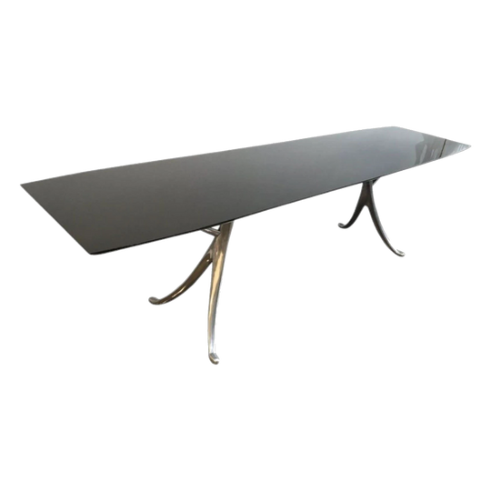 Rare Quasar Khanh 'Nervure' Table, 1990 – Sculptural Cast Aluminium Base