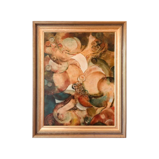Abstract Oil on Board by T. Lefeline, c. 1960s (Framed)