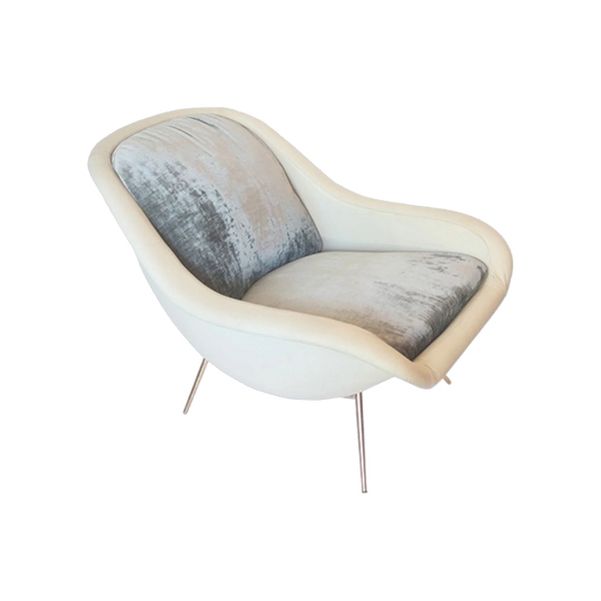 Pair of Ico Parisi Italian Armchairs, c. 1950 – Leather and Silk Velvet