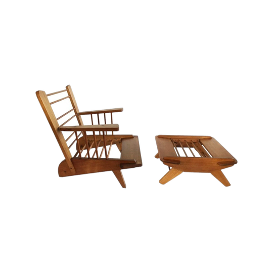 Fred Ward Patterncraft Teak Armchairs with Matching Footstools, 1947 (Set of 4)