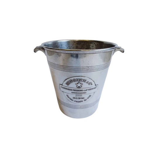 Heidsieck & Co French Champagne Ice Bucket, Vintage Art Deco Style, CB 330, Nickel-Plated Chrome with Grape Handles