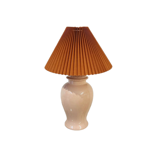 Vintage Medium Ceramic Ginger Jar Lamp with Terracotta Pleated Lampshade