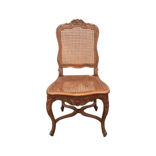 Louis XV provincial elm chaise a la Reine with cannage seat, c.1760