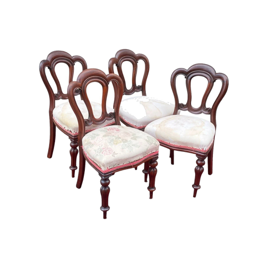 Set of 4 Early Victorian Mahogany dining chairs, c. 1855